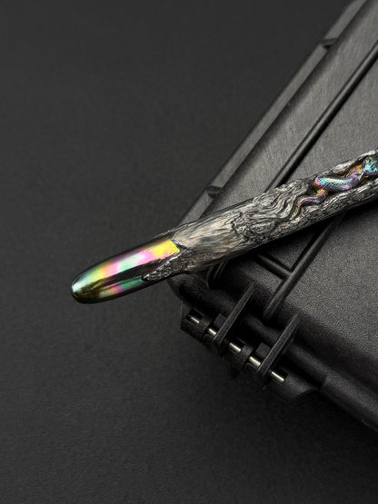 One-Off Tang Zuo Hidden Viper Hand-Carved Titanium EDC Tactical Baton