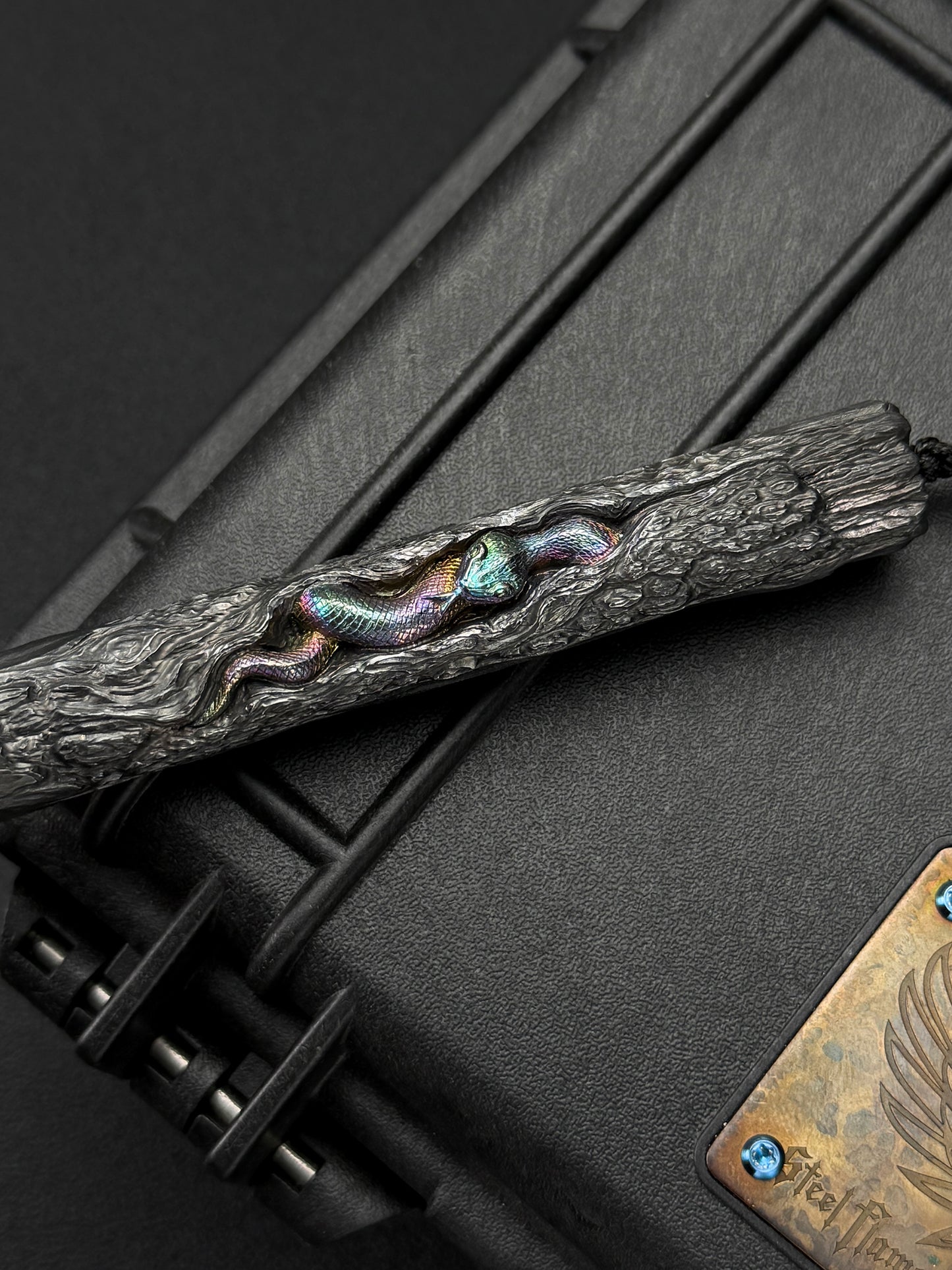 One-Off Tang Zuo Hidden Viper Hand-Carved Titanium EDC Tactical Baton