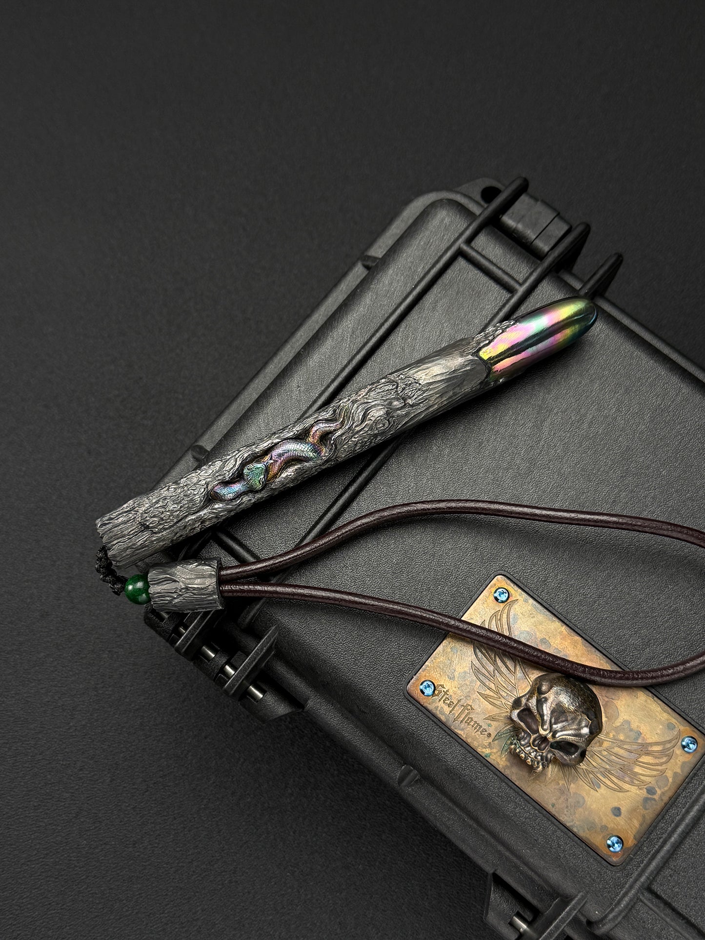 One-Off Tang Zuo Hidden Viper Hand-Carved Titanium EDC Tactical Baton
