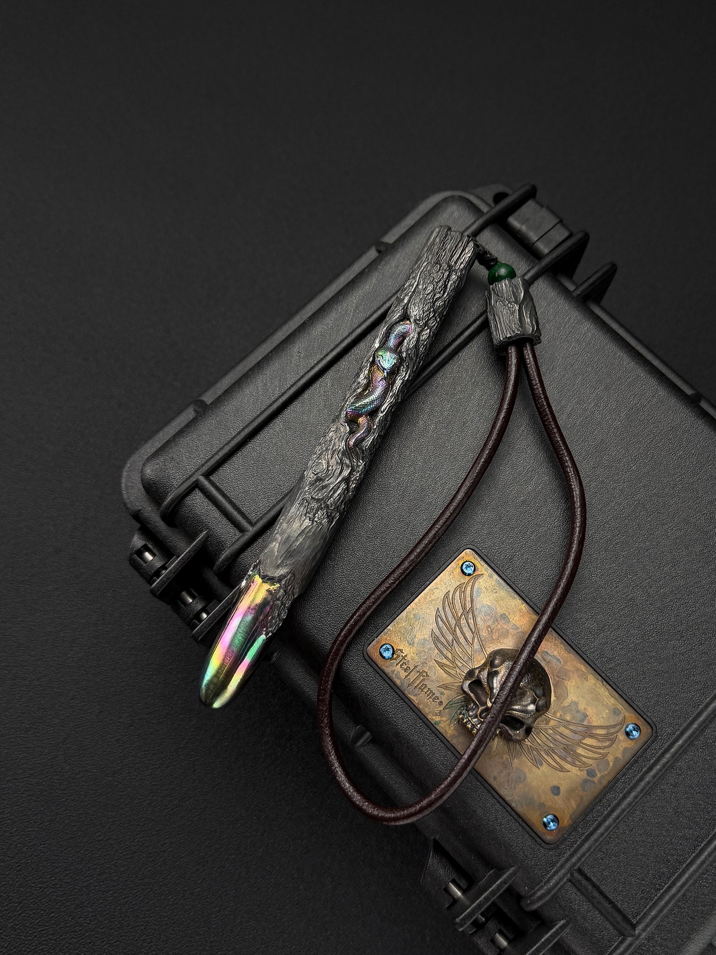 One-Off Tang Zuo Hidden Viper Hand-Carved Titanium EDC Tactical Baton