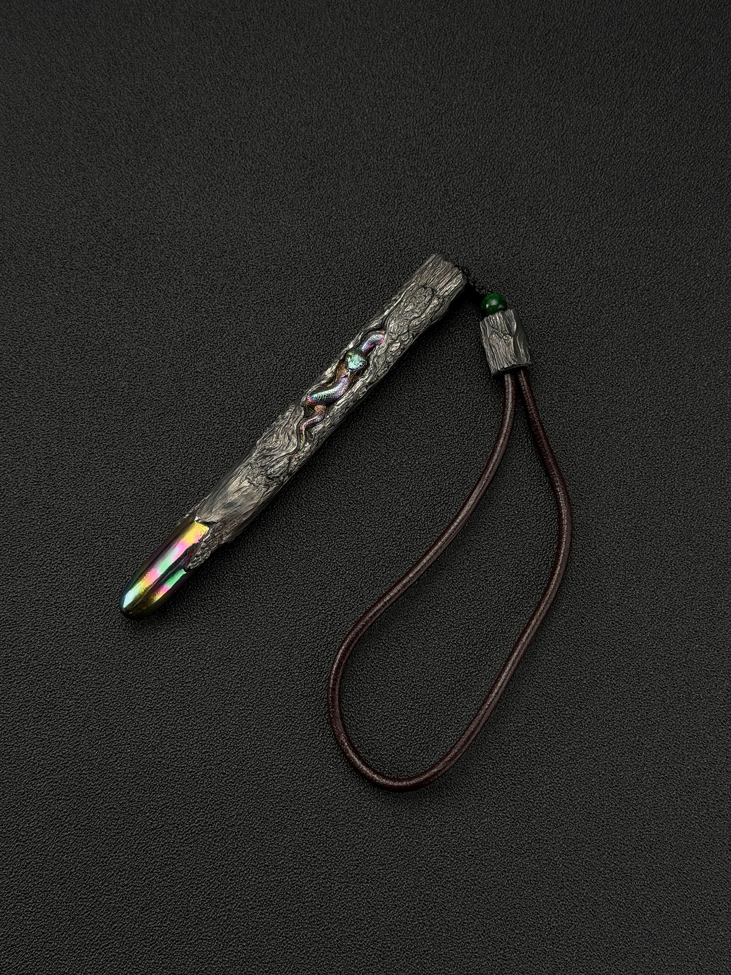 One-Off Tang Zuo Hidden Viper Hand-Carved Titanium EDC Tactical Baton