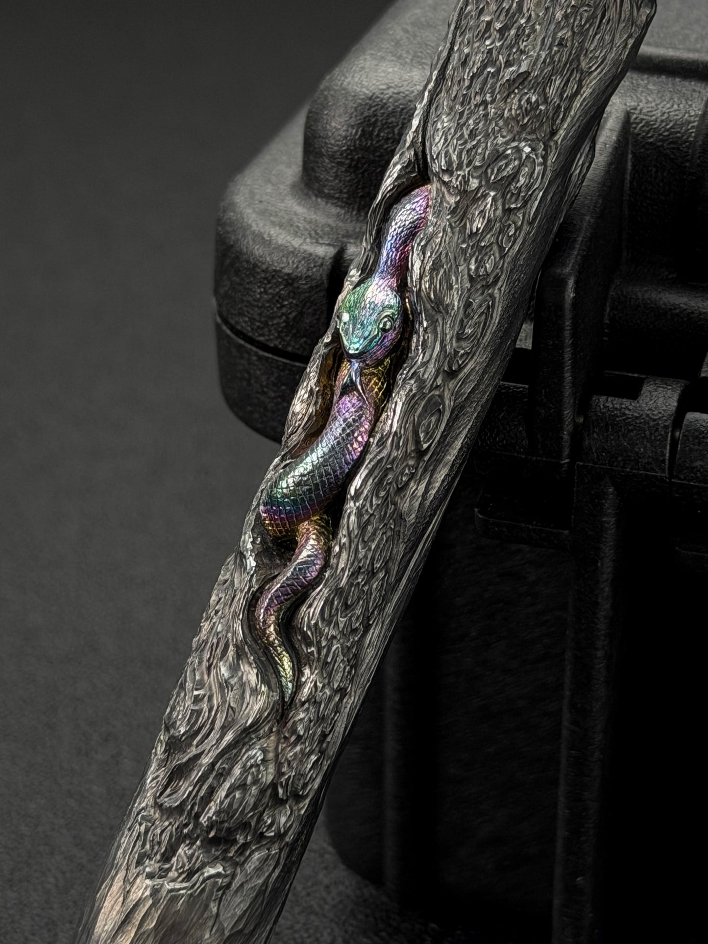 One-Off Tang Zuo Hidden Viper Hand-Carved Titanium EDC Tactical Baton