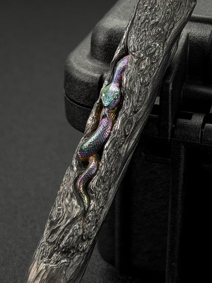 One-Off Tang Zuo Hidden Viper Hand-Carved Titanium EDC Tactical Baton