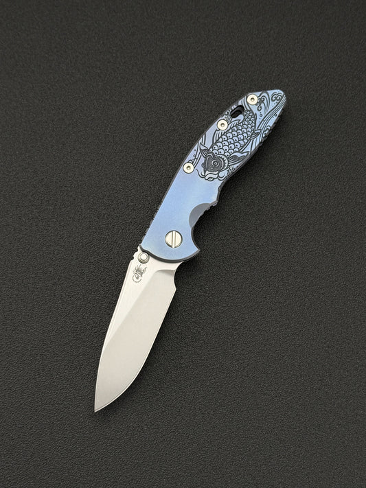 Rare Hinderer Knives × Steel Flame Collaboration Koi X18 Blue 3.5"