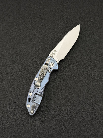 Rare Hinderer Knives × Steel Flame Collaboration Koi X18 Blue 3.5"