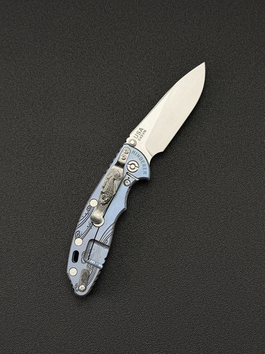 Rare Hinderer Knives × Steel Flame Collaboration Koi X18 Blue 3.5"