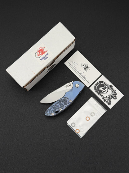 Rare Hinderer Knives × Steel Flame Collaboration Koi X18 Blue 3.5"
