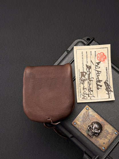 wtopia Japan-Made Custom Mini EDC Pouch  Brown Deerskin