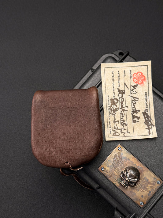 wtopia Japan-Made Custom Mini EDC Pouch  Brown Deerskin