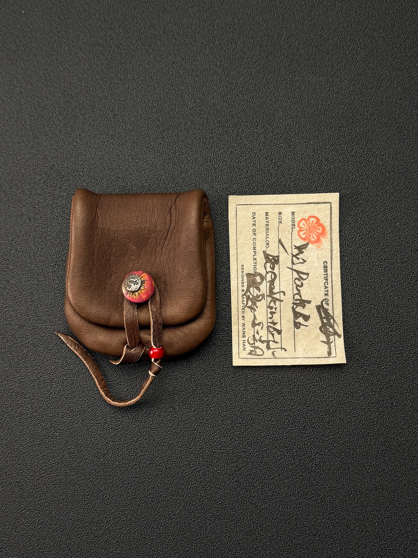 wtopia Japan-Made Custom Mini EDC Pouch  Brown Deerskin