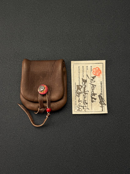 wtopia Japan-Made Custom Mini EDC Pouch  Brown Deerskin