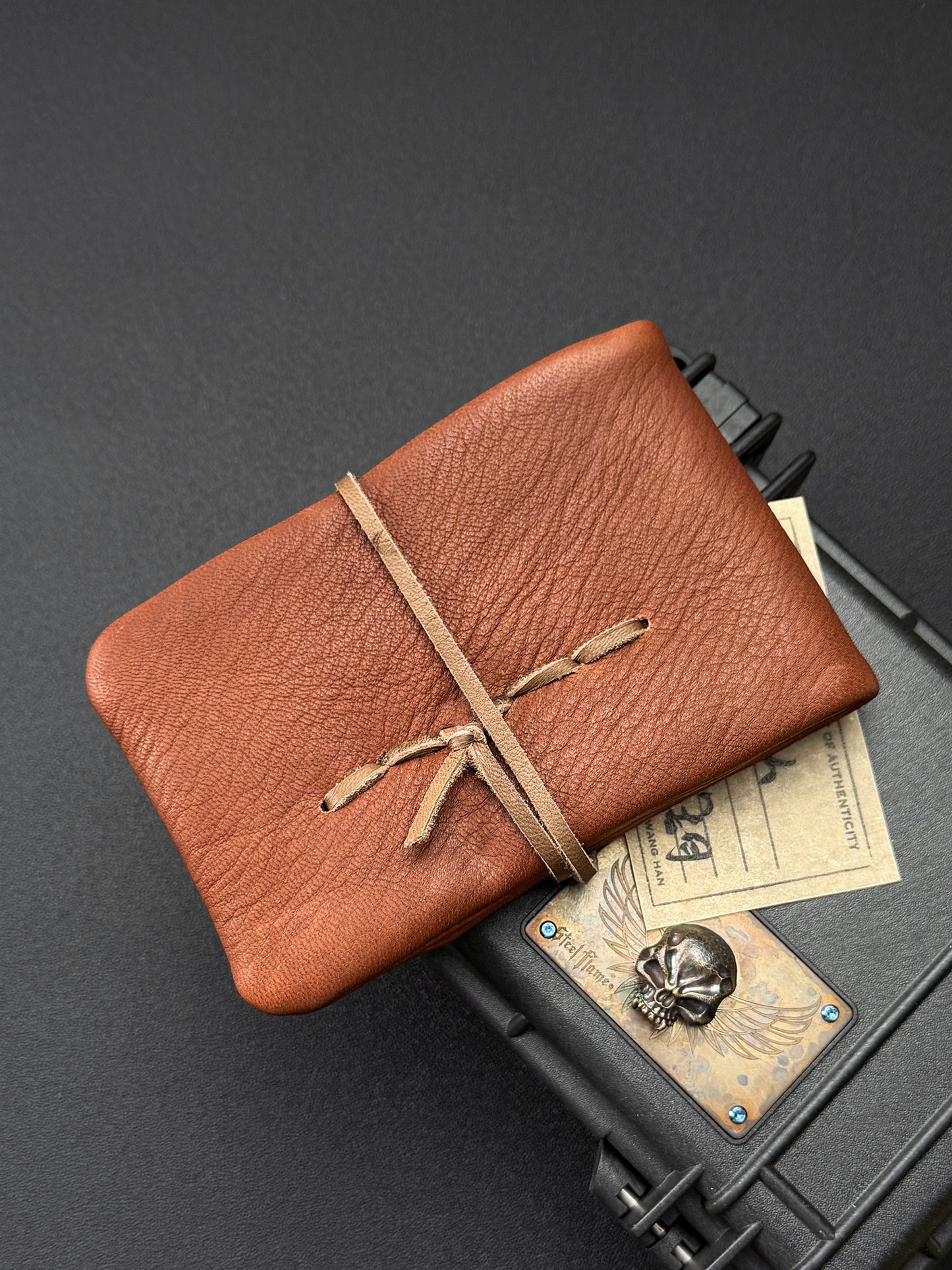 wtopia Japan-Made Custom Mini EDC 2-in-1 Pouch | Brown Deerskin