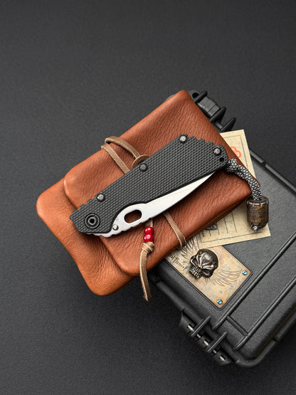 wtopia Japan-Made Custom Mini EDC 2-in-1 Pouch | Brown Deerskin
