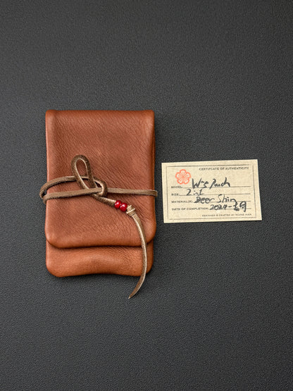 wtopia Japan-Made Custom Mini EDC 2-in-1 Pouch | Brown Deerskin