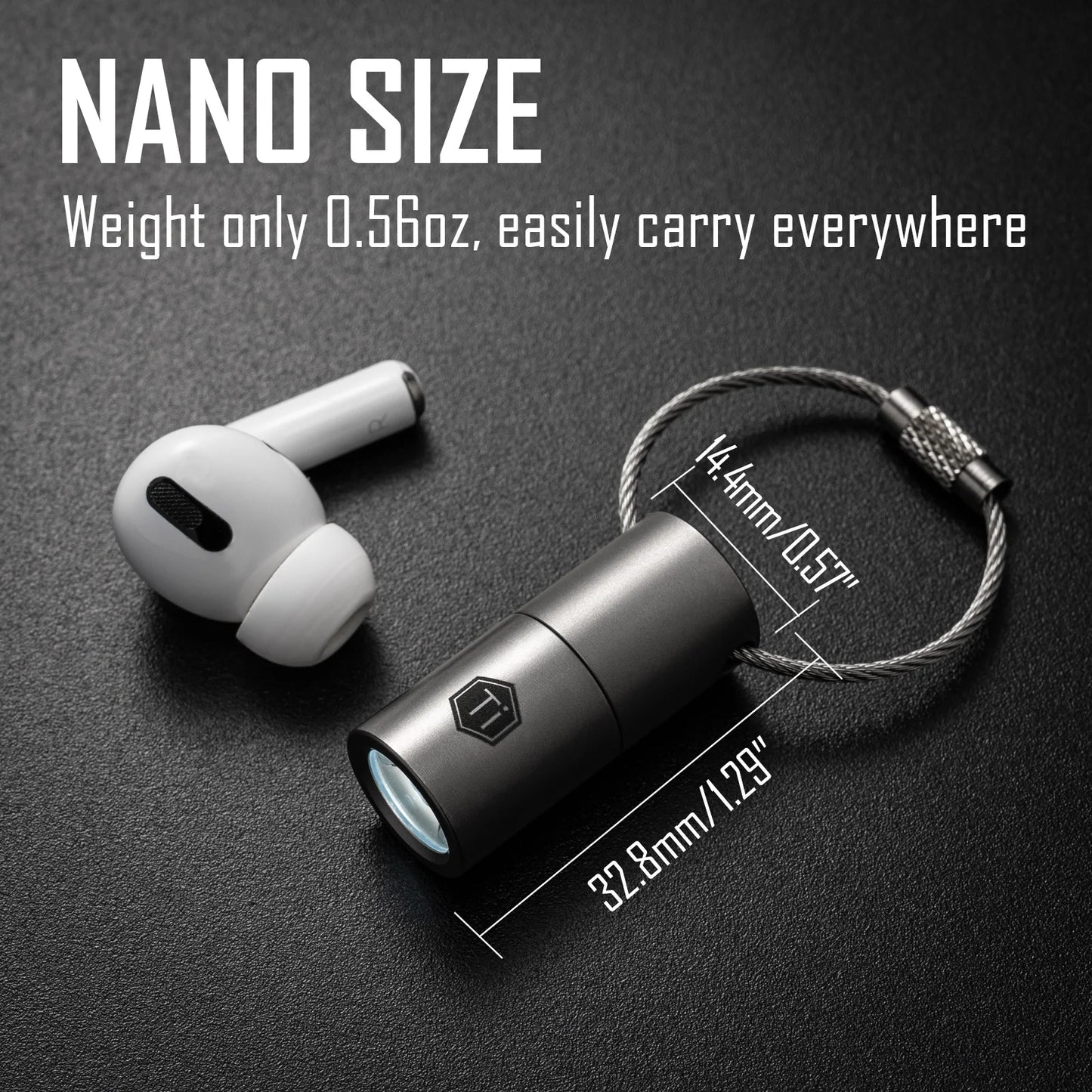 KeyUnity KF03 TITANIUM NANO FLASHLIGHT, LR44 BUTTON CELL 100 LUMENS 5W LED KEYCHIAN FLASHLIGHT FOR EVERYDAY CARRY