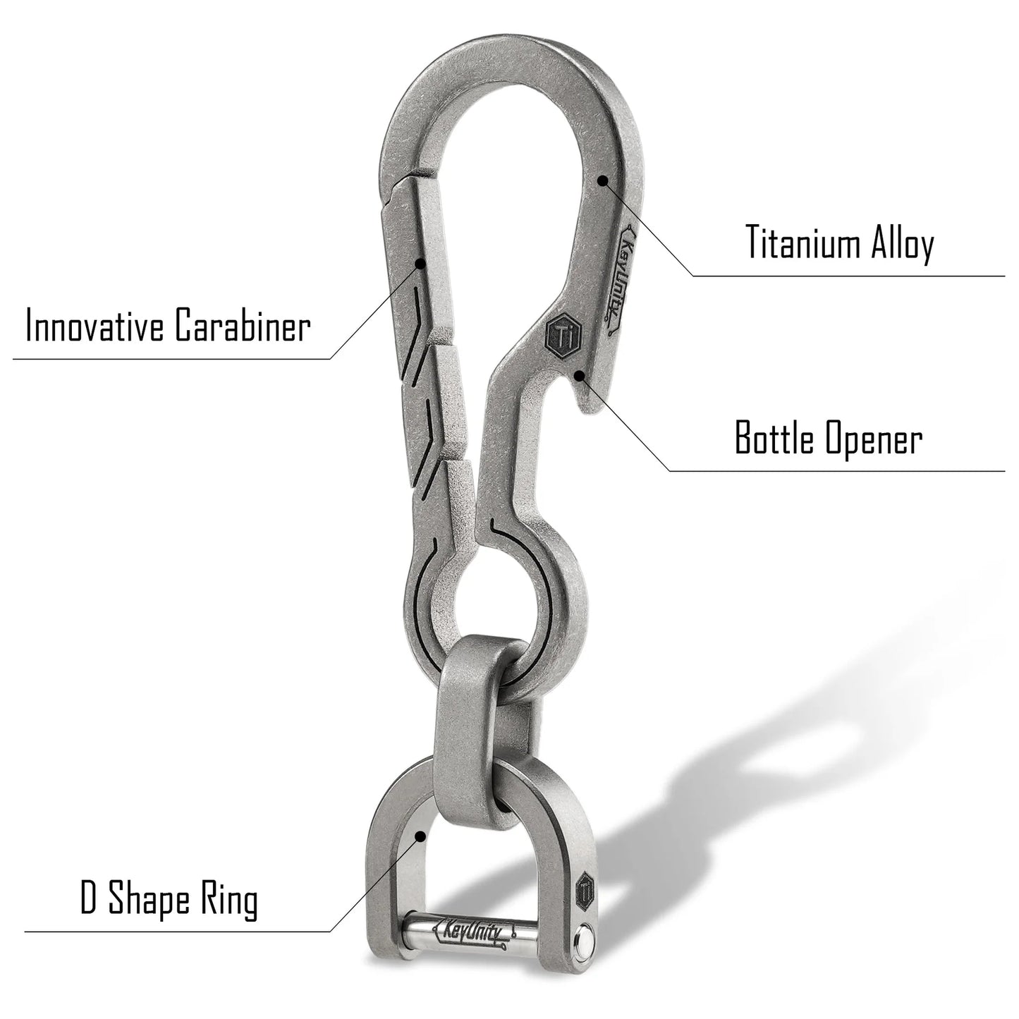KeyUnity KM14 チタン EDC ボトルオープナー キーチェーンクリップ Dリング付き