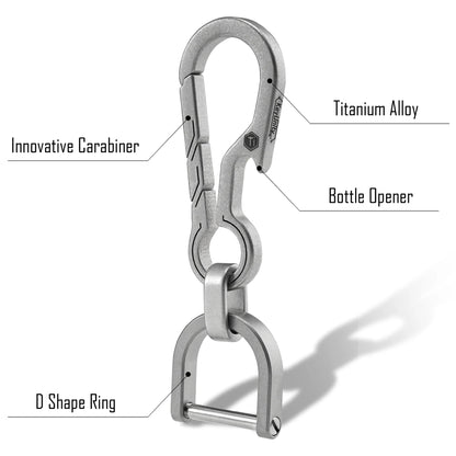 KeyUnity KM15 チタン EDC ボトルオープナー キーチェーンクリップ Dリング付き