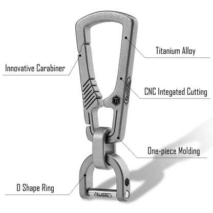 KeyUnity KM16 TITANIUM EDC CARABINER KEYCHAIN CLIP WITH D RING