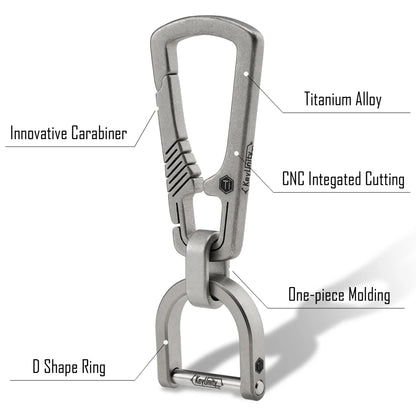 KeyUnity KM17 TITANIUM EDC CARABINER KEYCHAIN CLIP WITH D RING