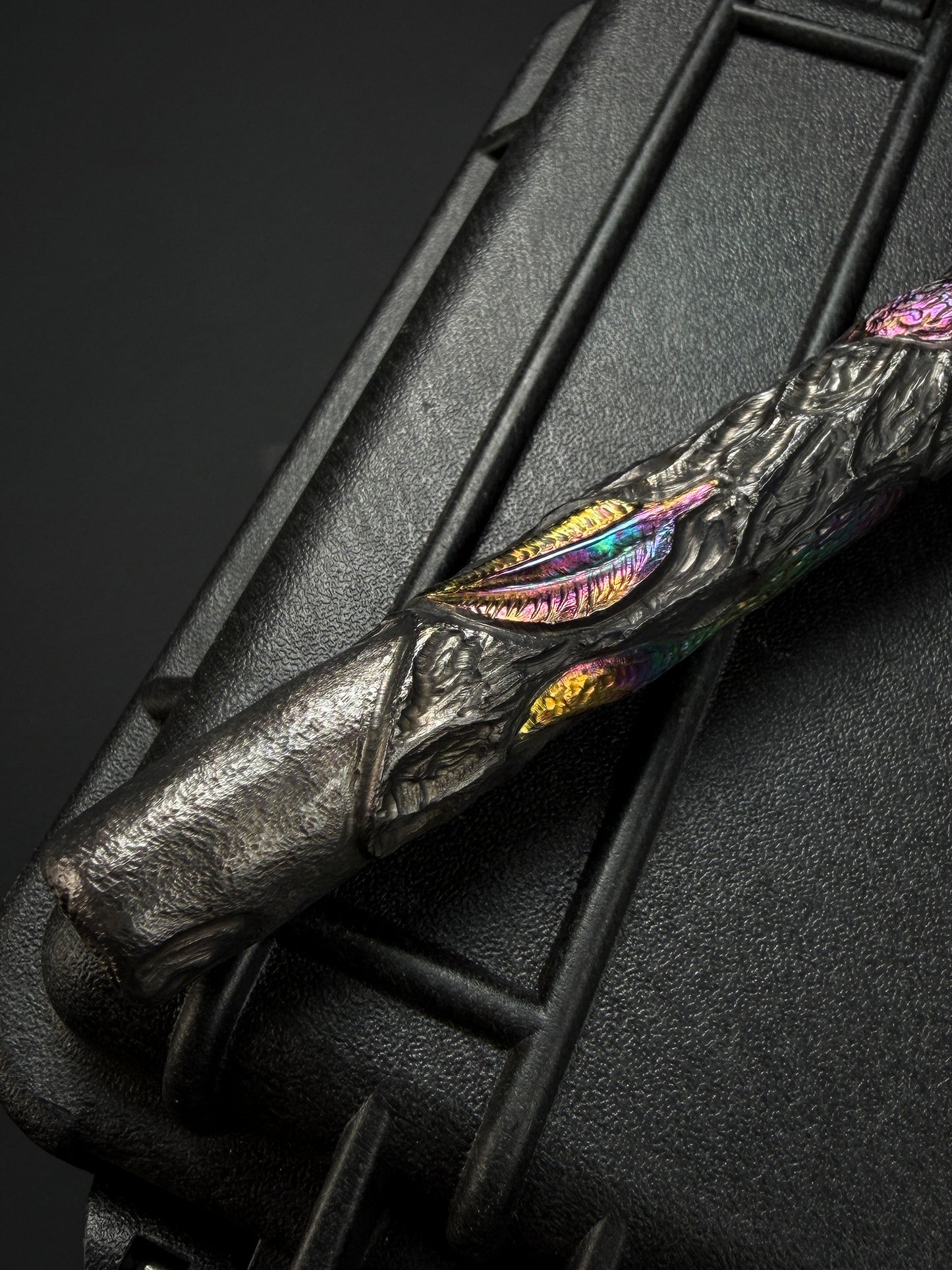 Tang One-Off Custom Serpent Spine Hand-Carved Titanium EDC Baton