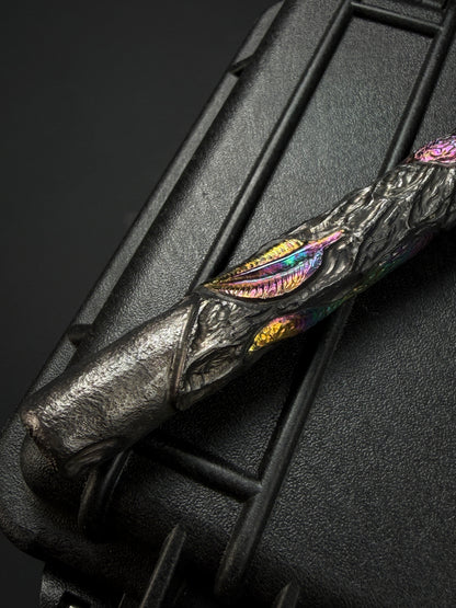 Tang One-Off Custom Serpent Spine Hand-Carved Titanium EDC Baton