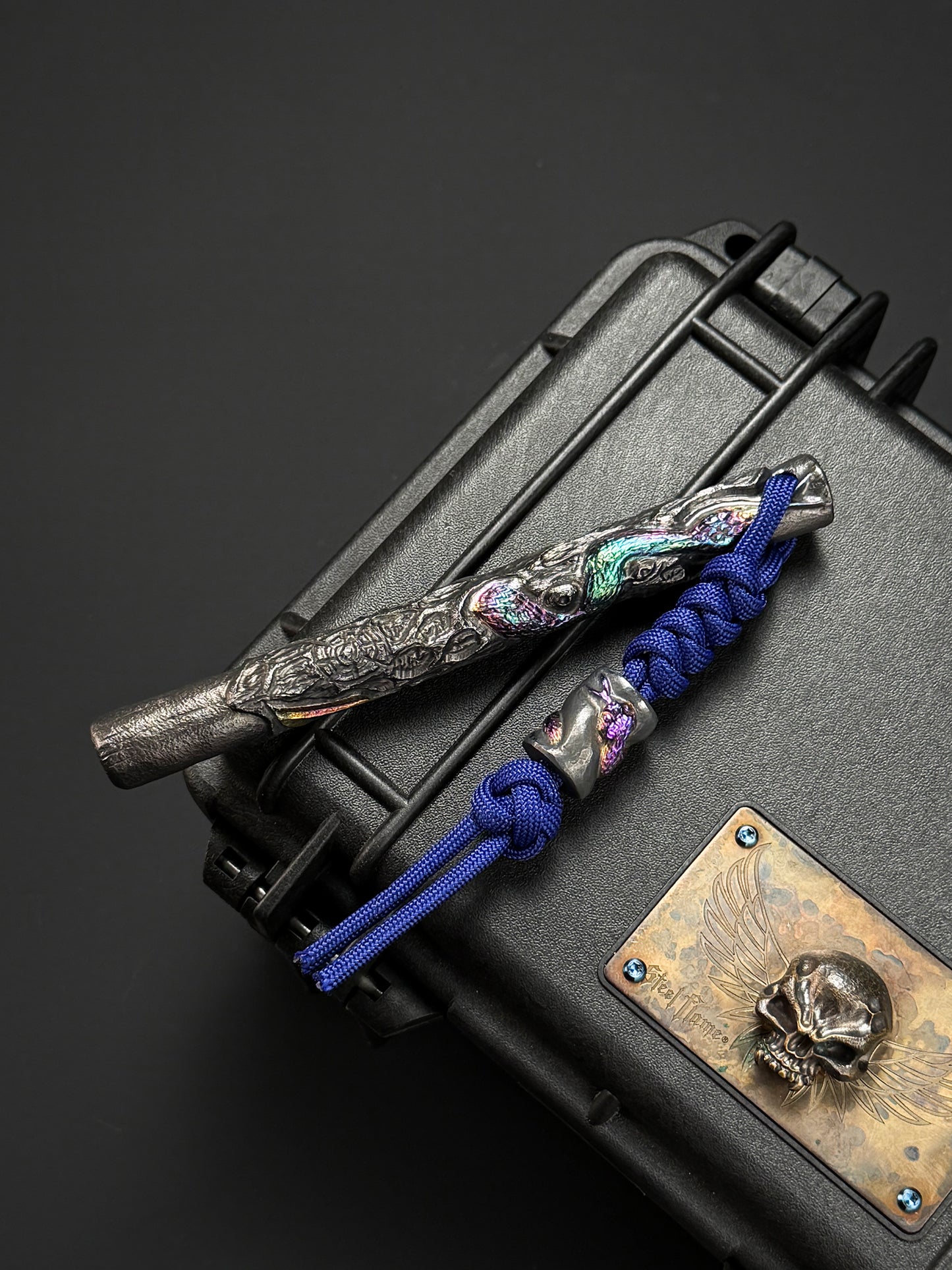 Tang One-Off Custom Serpent Spine Hand-Carved Titanium EDC Baton