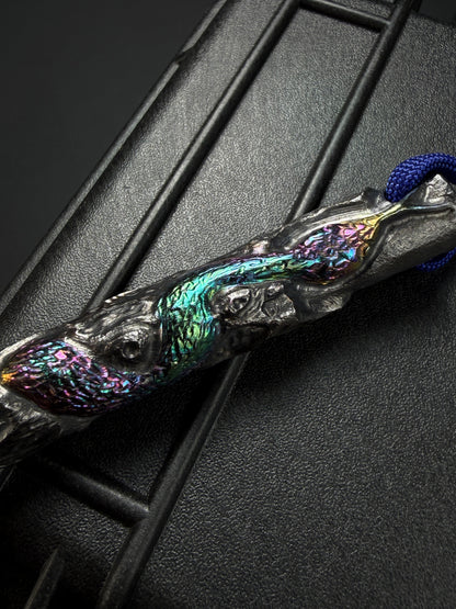 Tang One-Off Custom Serpent Spine Hand-Carved Titanium EDC Baton