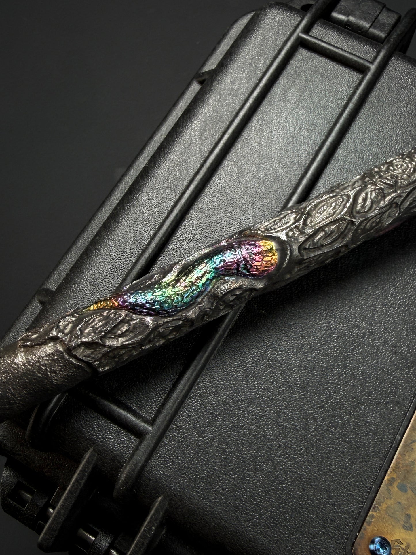 Tang One-Off Custom Serpent Spine Hand-Carved Titanium EDC Baton
