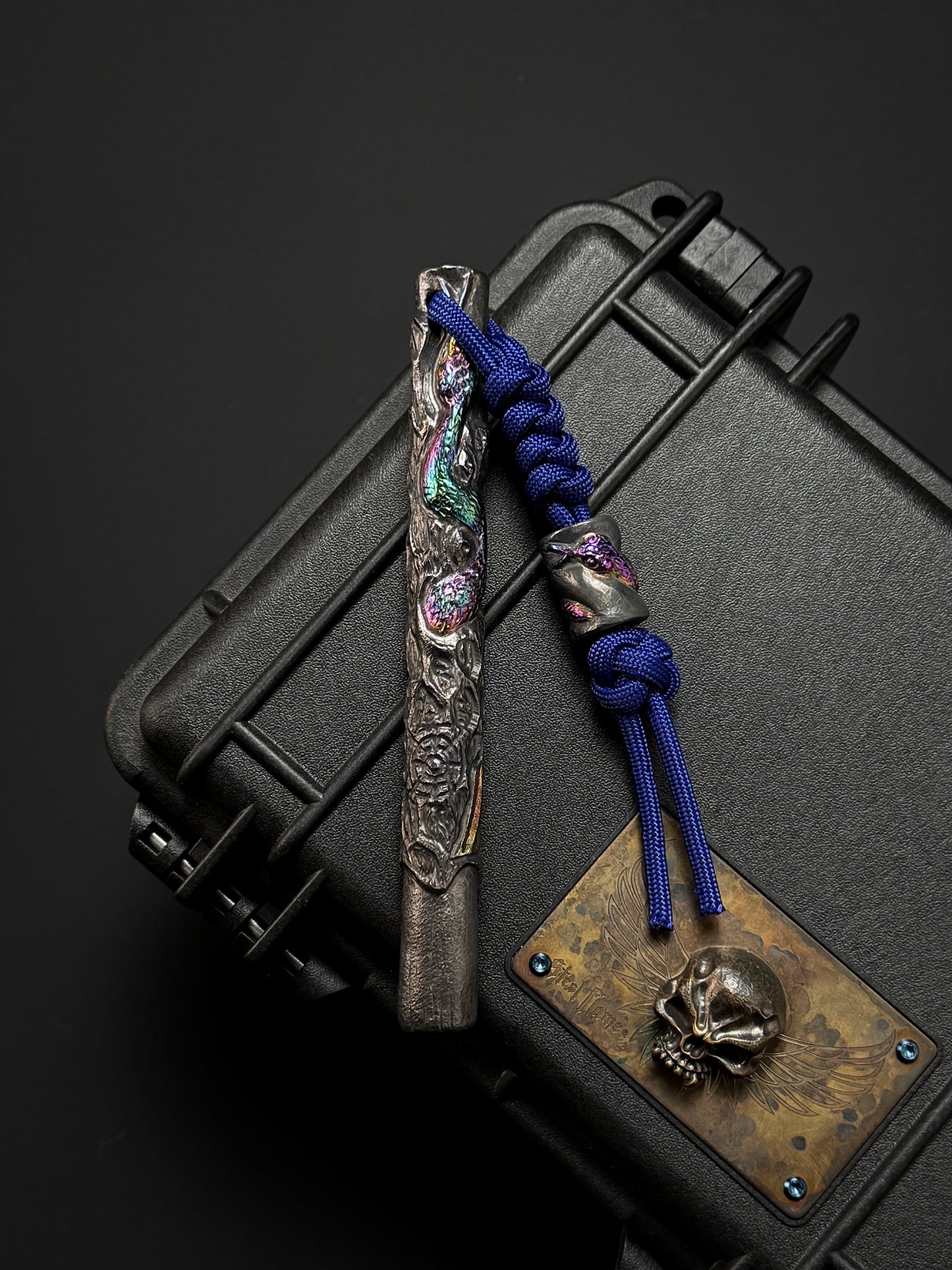 Tang One-Off Custom Serpent Spine Hand-Carved Titanium EDC Baton