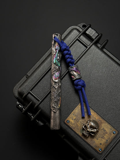 Tang One-Off Custom Serpent Spine Hand-Carved Titanium EDC Baton