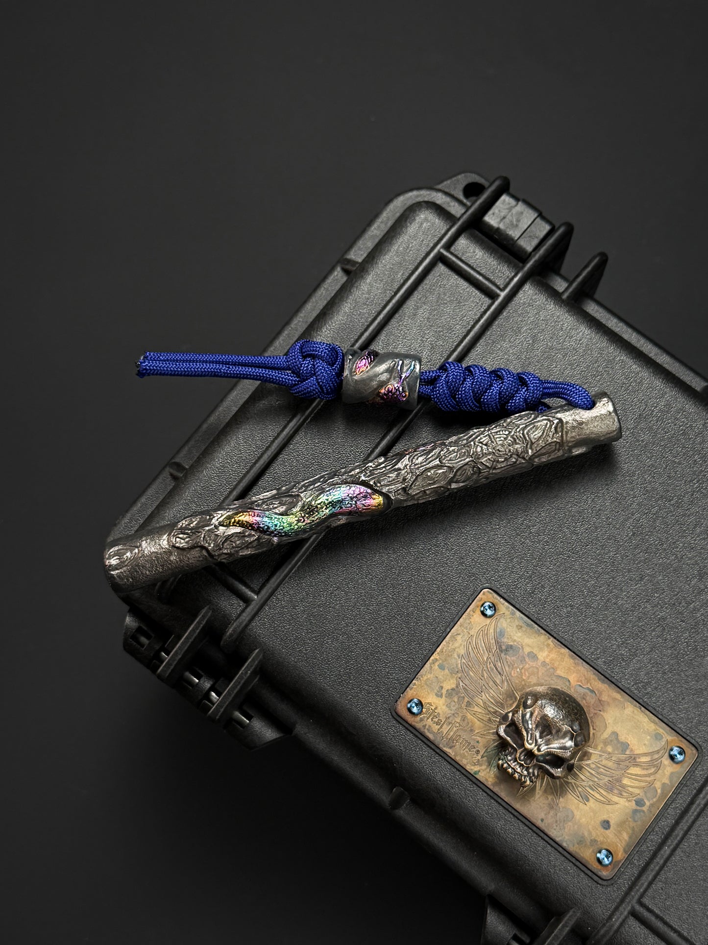 Tang One-Off Custom Serpent Spine Hand-Carved Titanium EDC Baton