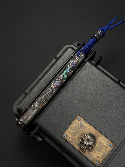 Tang One-Off Custom Serpent Spine Hand-Carved Titanium EDC Baton