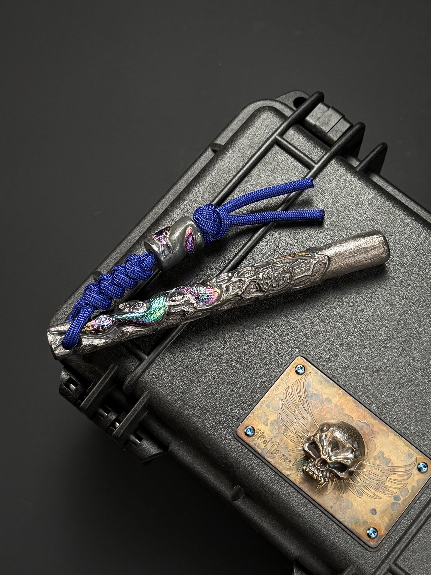 Tang One-Off Custom Serpent Spine Hand-Carved Titanium EDC Baton