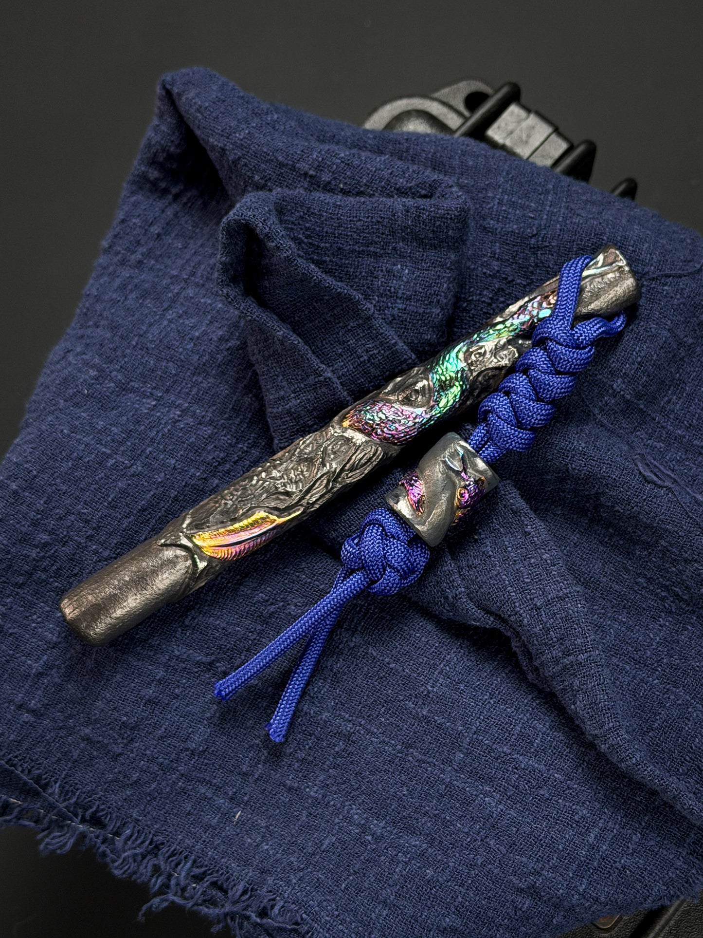 Tang One-Off Custom Serpent Spine Hand-Carved Titanium EDC Baton