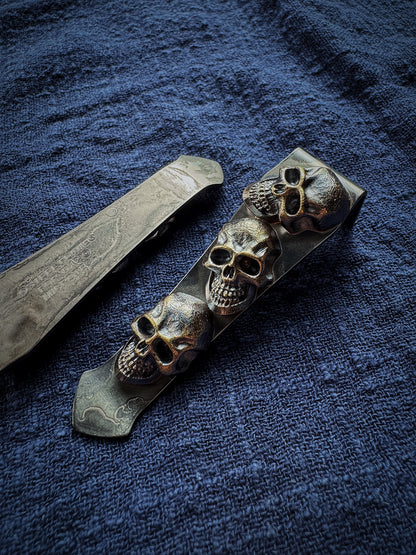 Steel Flame × Microtech Knives Collab POS 3 Skull Dragon Back Clip