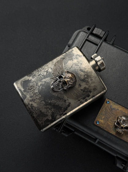 Ultra Rare Steel Flame One-Off XXXL Dark Skull Flask