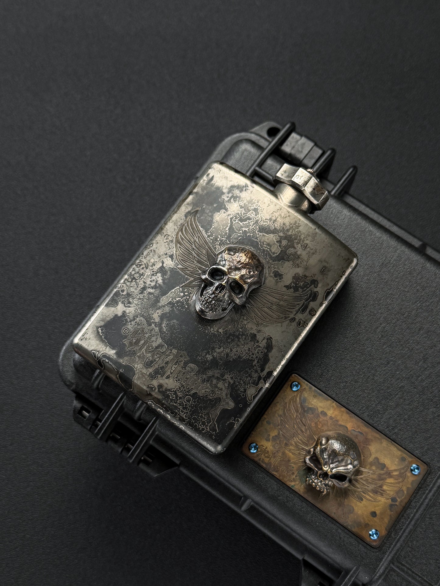 Ultra Rare Steel Flame One-Off XXXL Dark Skull Flask