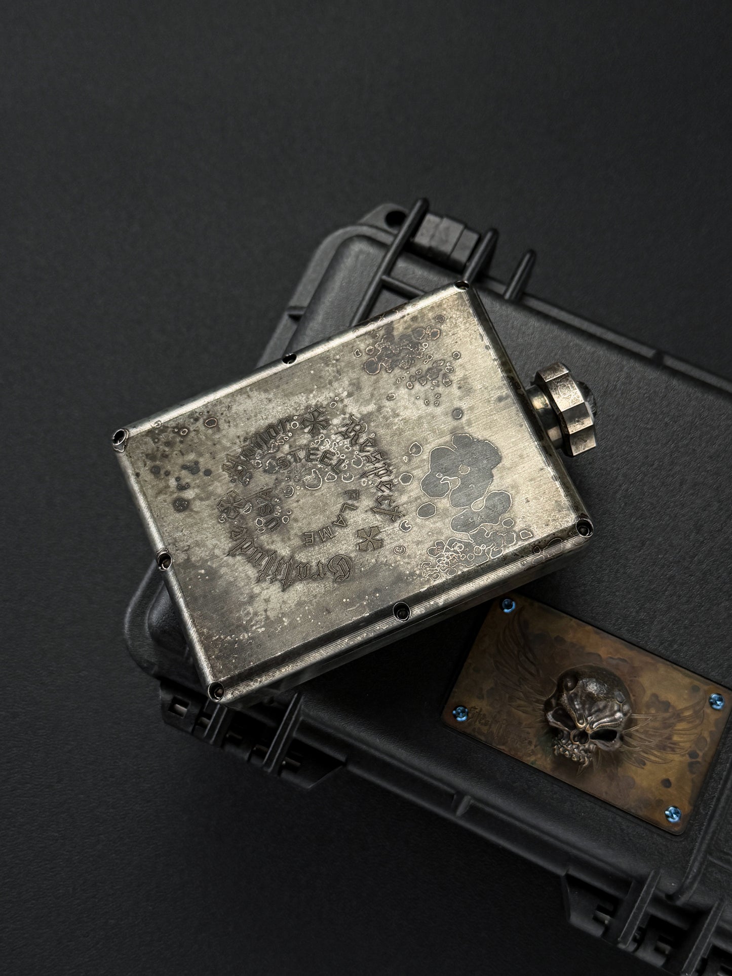 Ultra Rare Steel Flame One-Off XXXL Dark Skull Flask