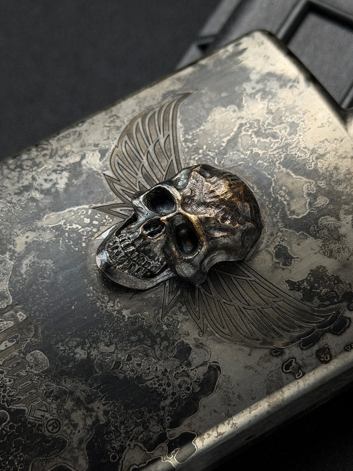 Ultra Rare Steel Flame One-Off XXXL Dark Skull Flask