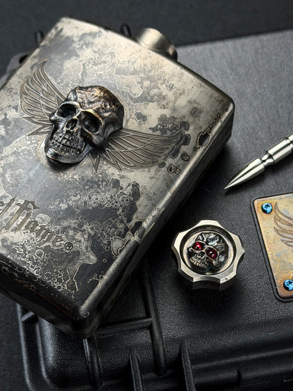 Ultra Rare Steel Flame One-Off XXXL Dark Skull Flask