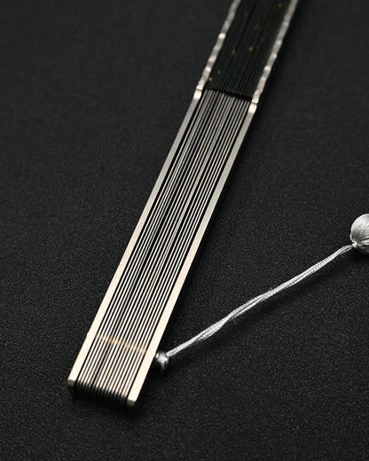 TC4チタン カスタム槌目 折扇｜9寸18間・黒宣紙 金砂仕上げ