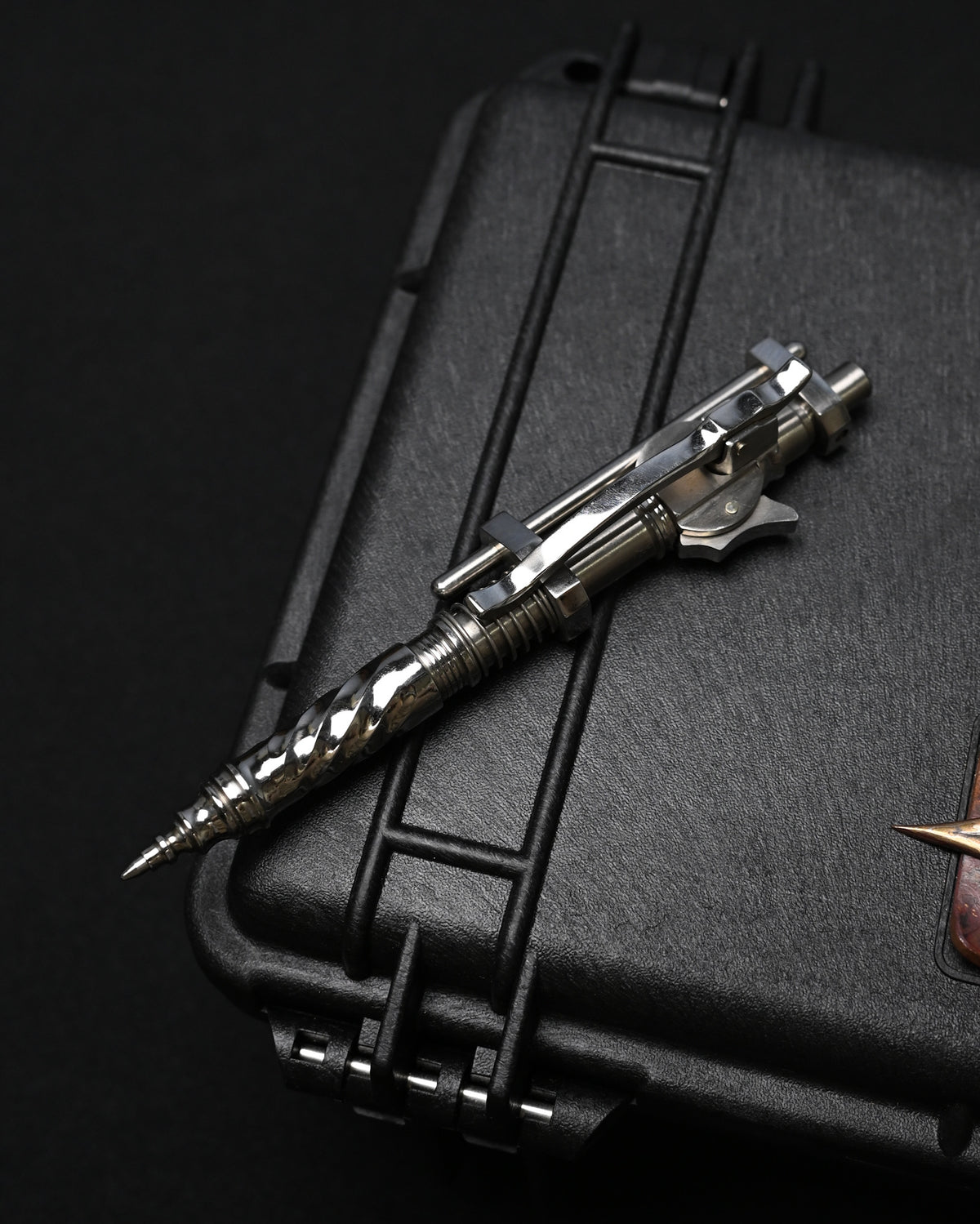 Hidetoshi Nakayama Custom Sliding Mechanical Steampunk Ballpoint Pen – Stainless Steel / Made in Japan