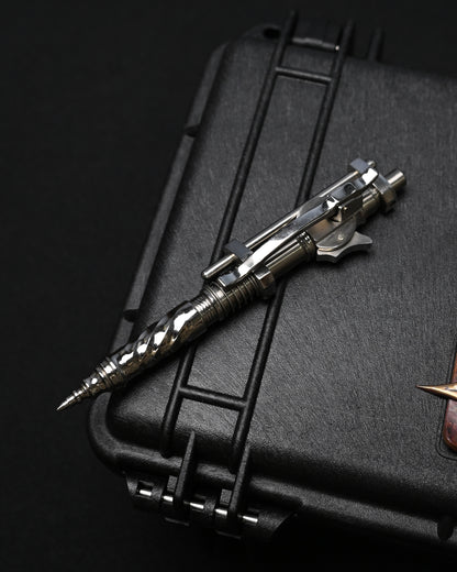 Hidetoshi Nakayama Custom Sliding Mechanical Steampunk Ballpoint Pen – Stainless Steel / Made in Japan