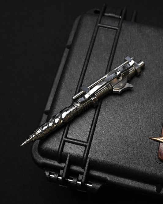 Hidetoshi Nakayama Custom Sliding Mechanical Steampunk Ballpoint Pen – Stainless Steel / Made in Japan