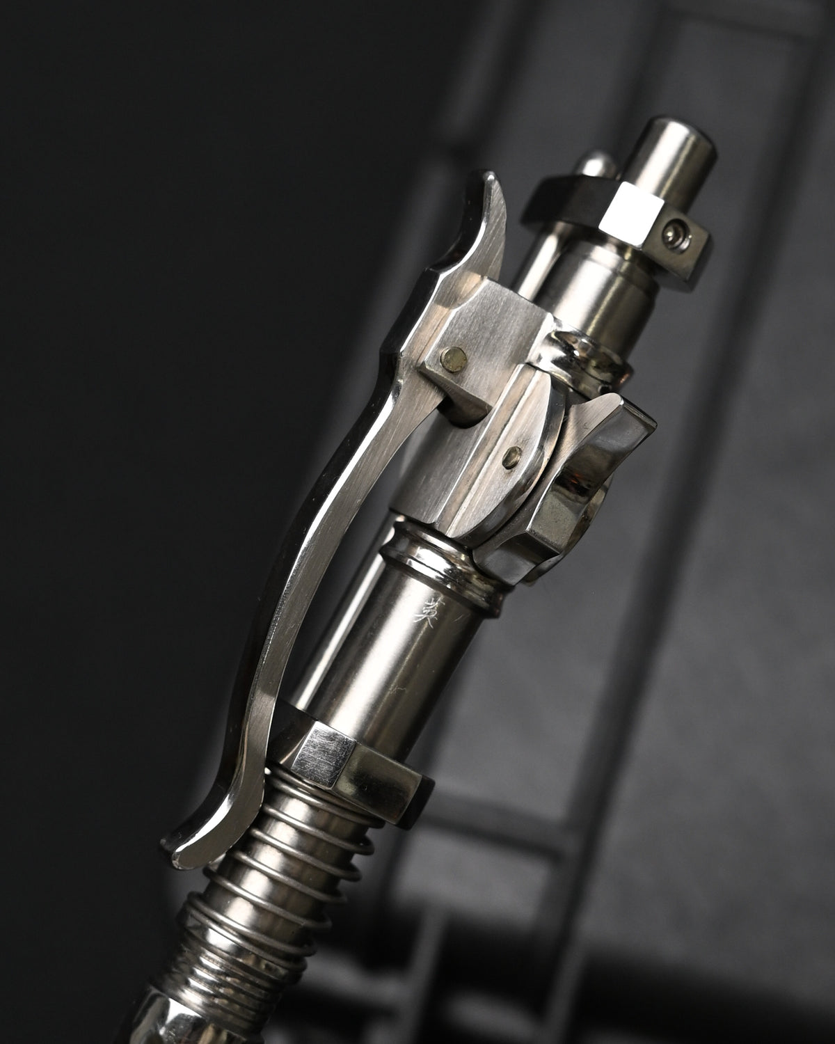 Hidetoshi Nakayama Custom Sliding Mechanical Steampunk Ballpoint Pen – Stainless Steel / Made in Japan
