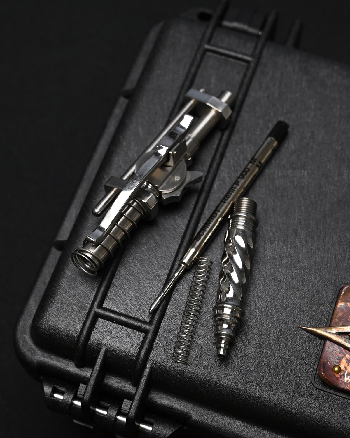 Hidetoshi Nakayama Custom Sliding Mechanical Steampunk Ballpoint Pen – Stainless Steel / Made in Japan