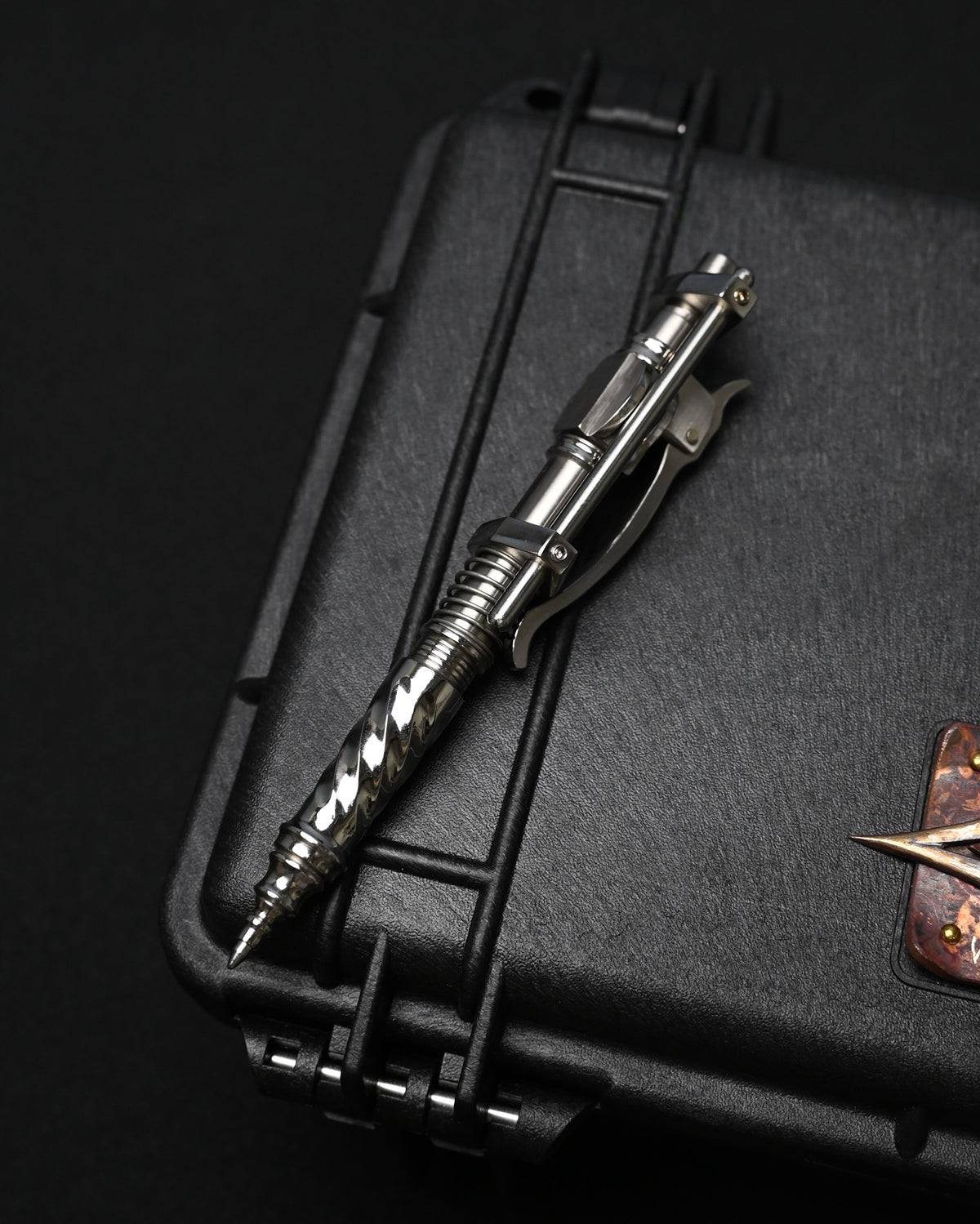 Hidetoshi Nakayama Custom Sliding Mechanical Steampunk Ballpoint Pen – Stainless Steel / Made in Japan
