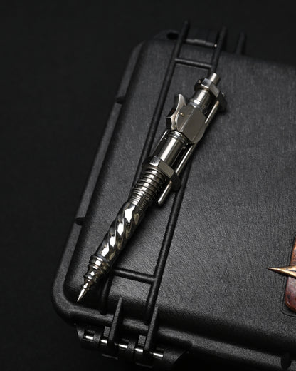 Hidetoshi Nakayama Custom Sliding Mechanical Steampunk Ballpoint Pen – Stainless Steel / Made in Japan