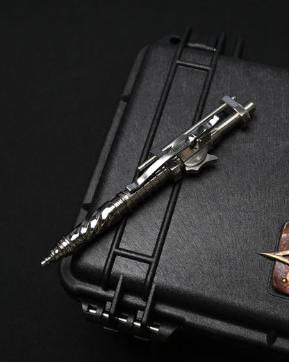 Hidetoshi Nakayama Custom Sliding Mechanical Steampunk Ballpoint Pen – Stainless Steel / Made in Japan