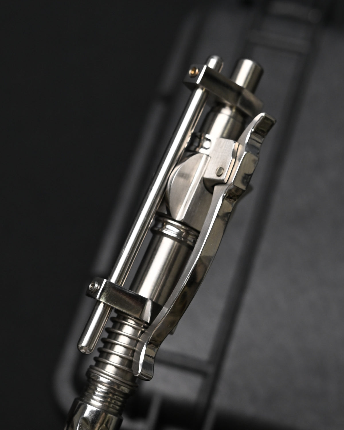 Hidetoshi Nakayama Custom Sliding Mechanical Steampunk Ballpoint Pen – Stainless Steel / Made in Japan